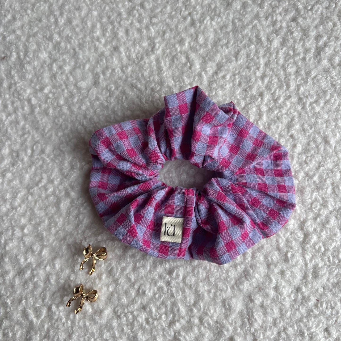 Gingham Scrunchie - Pink & Purple Vichy
