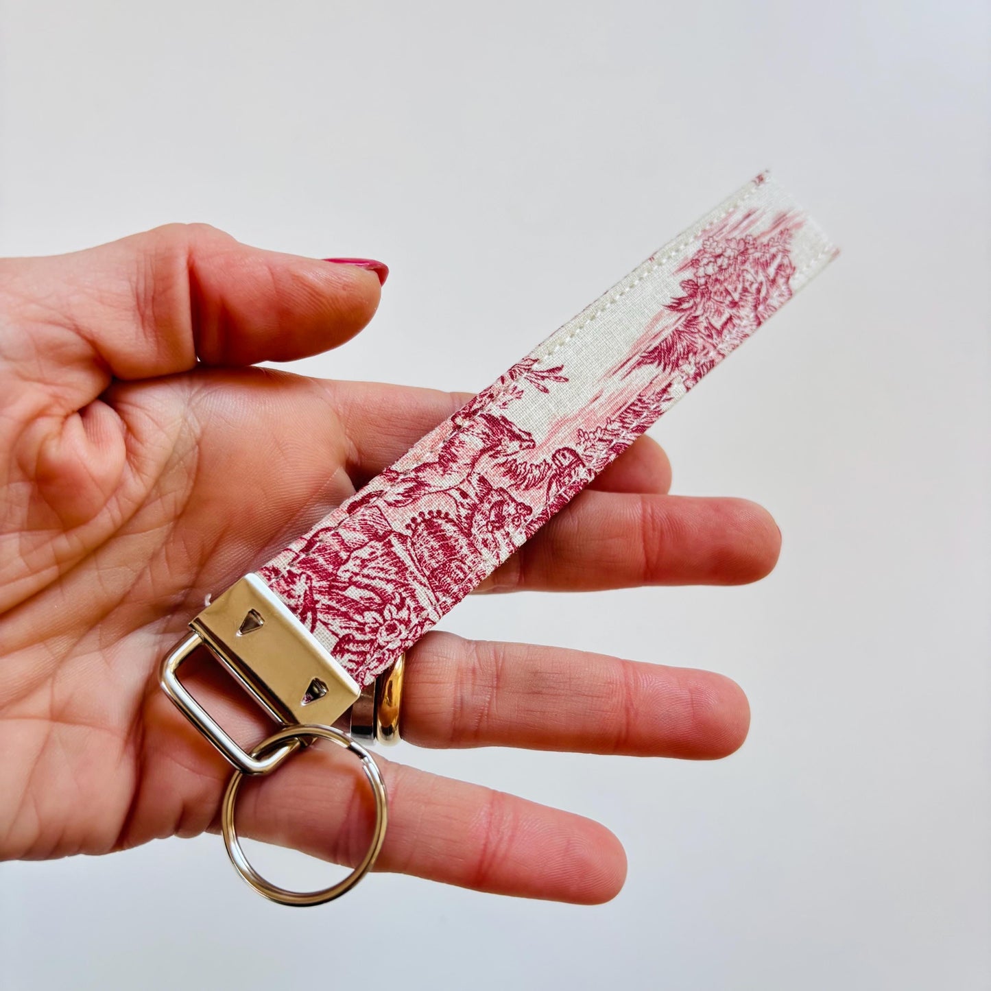 Toile de Jouy Keyfob | Handmade French Fabric Keychain