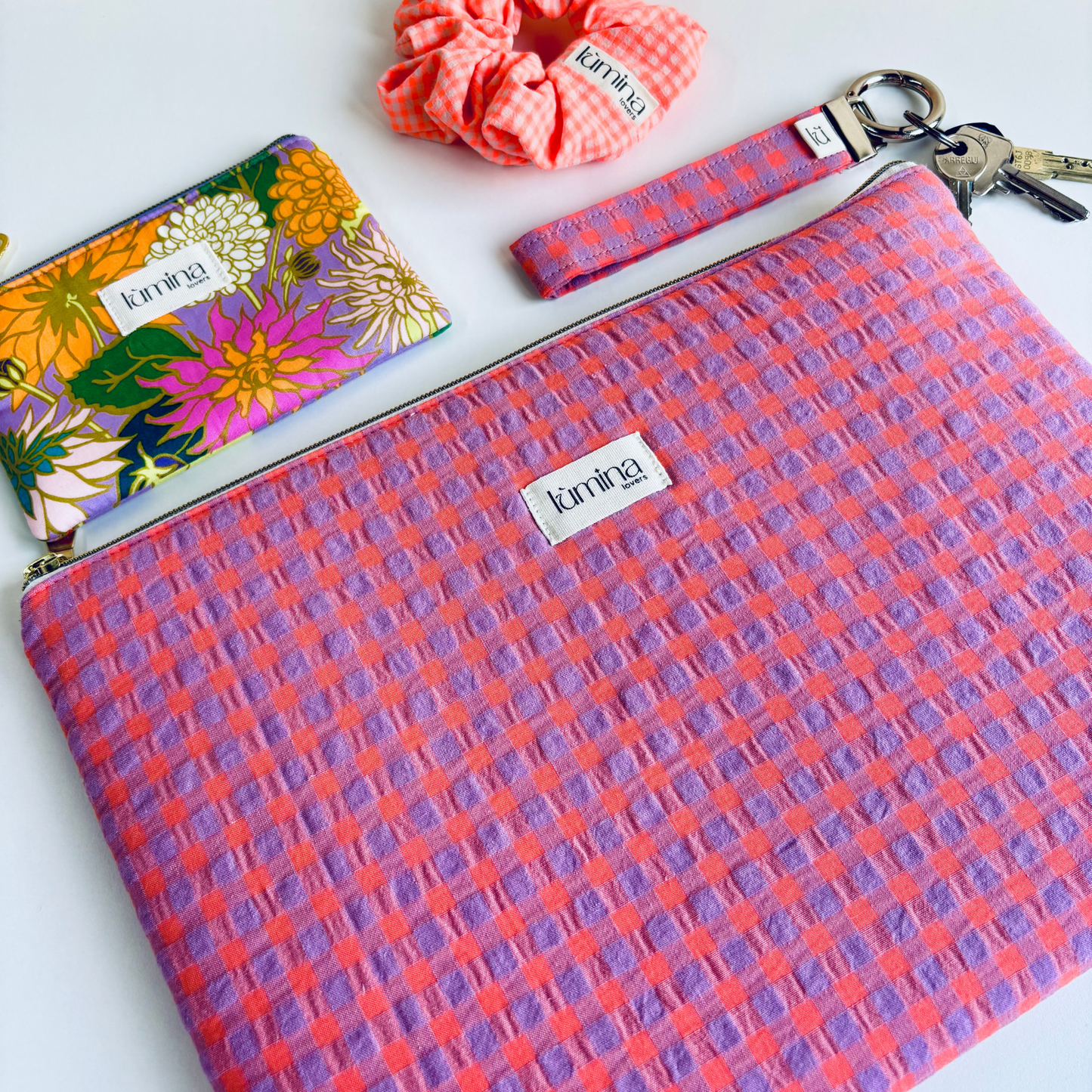 Laptop & Tablet Sleeve 11"–16” – Purple and Orange Gingham