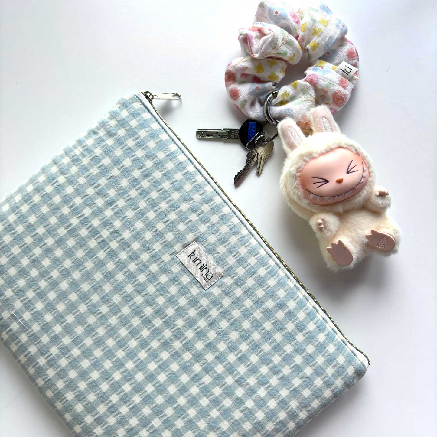 Laptop & Tablet Sleeve 11–16” – Dusty Blue Gingham PC cover