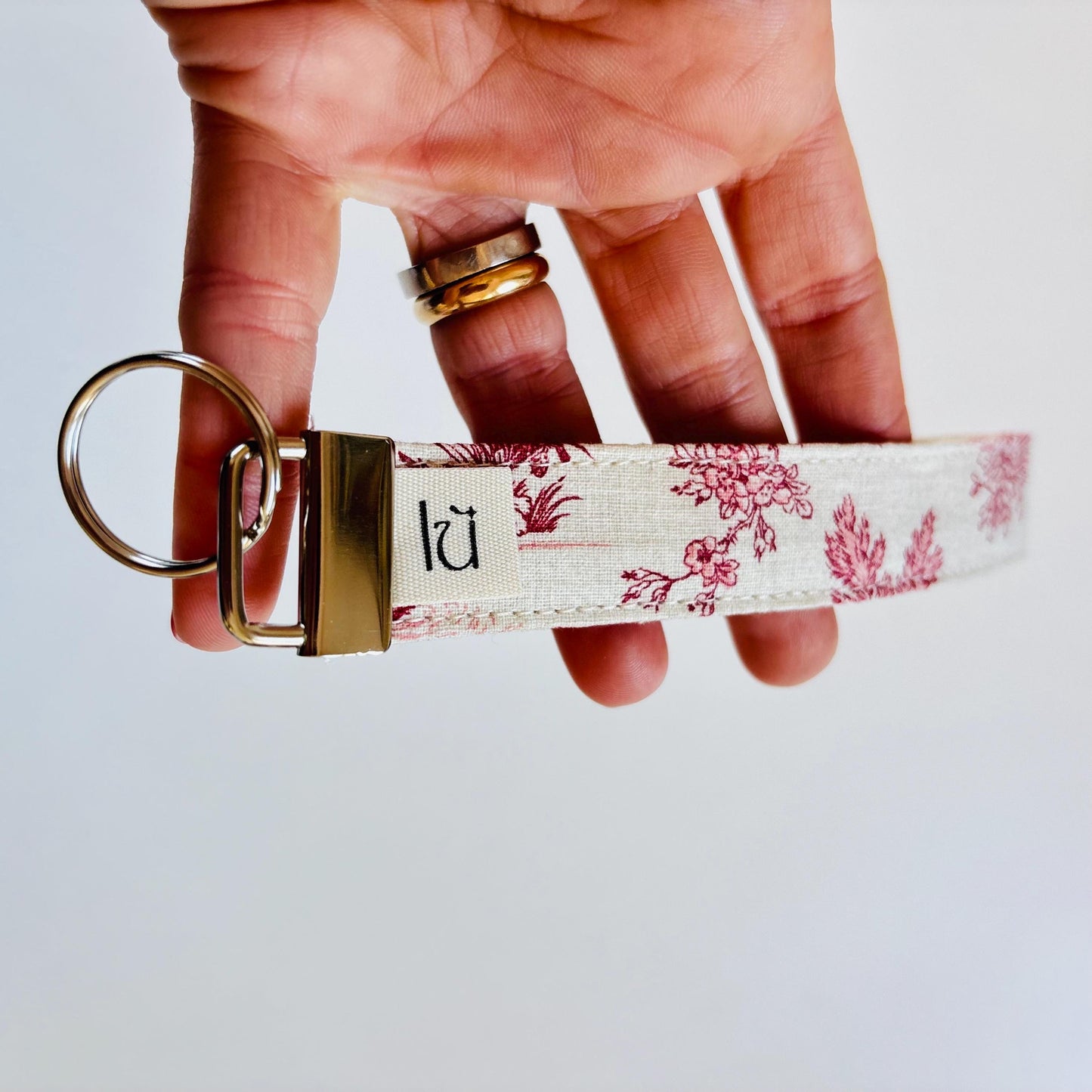 Toile de Jouy Keyfob | Handmade French Fabric Keychain