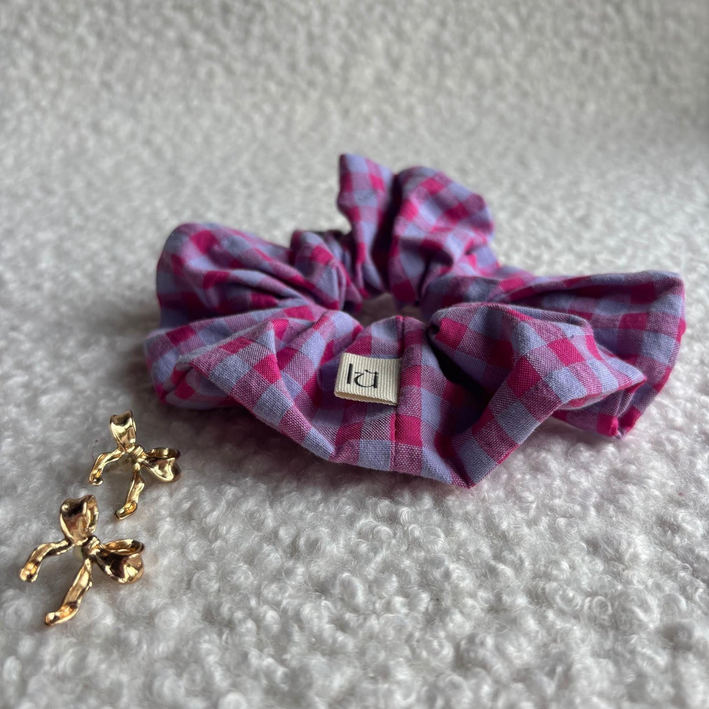 Gingham Scrunchie - Pink & Purple Vichy