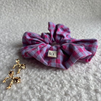 Gingham Scrunchie - Pink & Purple Vichy