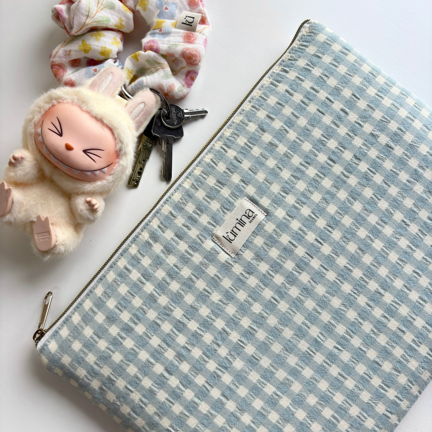 Laptop & Tablet Sleeve 11–16” – Dusty Blue Gingham PC cover