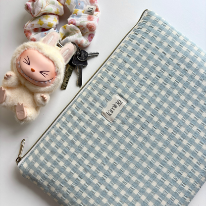 Laptop & Tablet Sleeve 11–16” – Dusty Blue Gingham PC cover