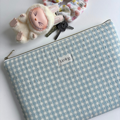 Laptop & Tablet Sleeve 11–16” – Dusty Blue Gingham PC cover