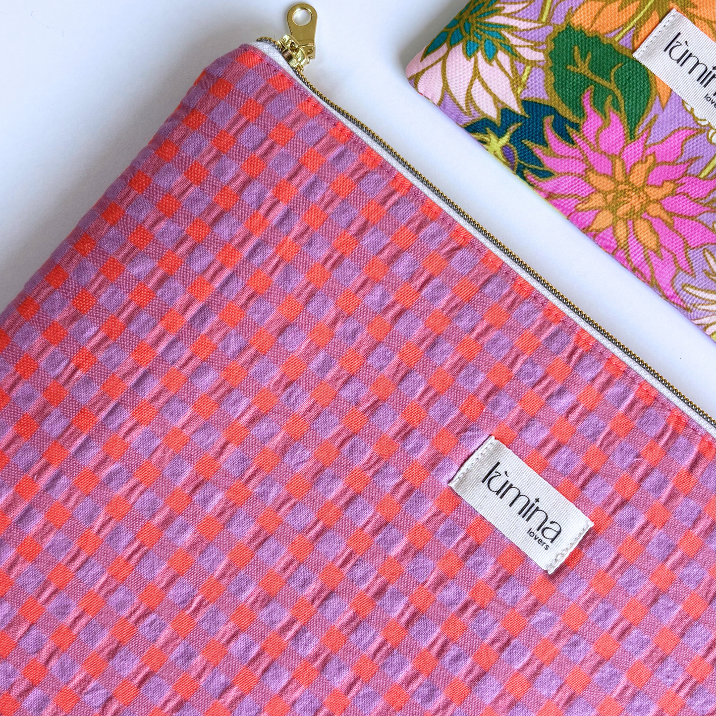 Laptop & Tablet Sleeve 11"–16” – Purple and Orange Gingham