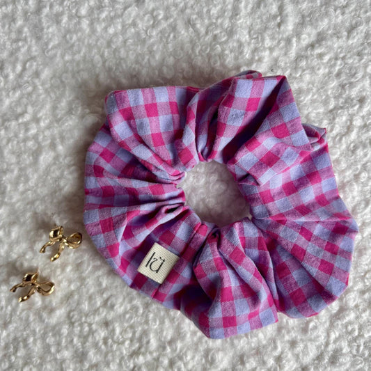 Gingham Scrunchie - Pink & Purple Vichy