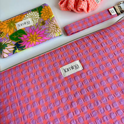 Laptop & Tablet Sleeve 11"–16” – Purple and Orange Gingham