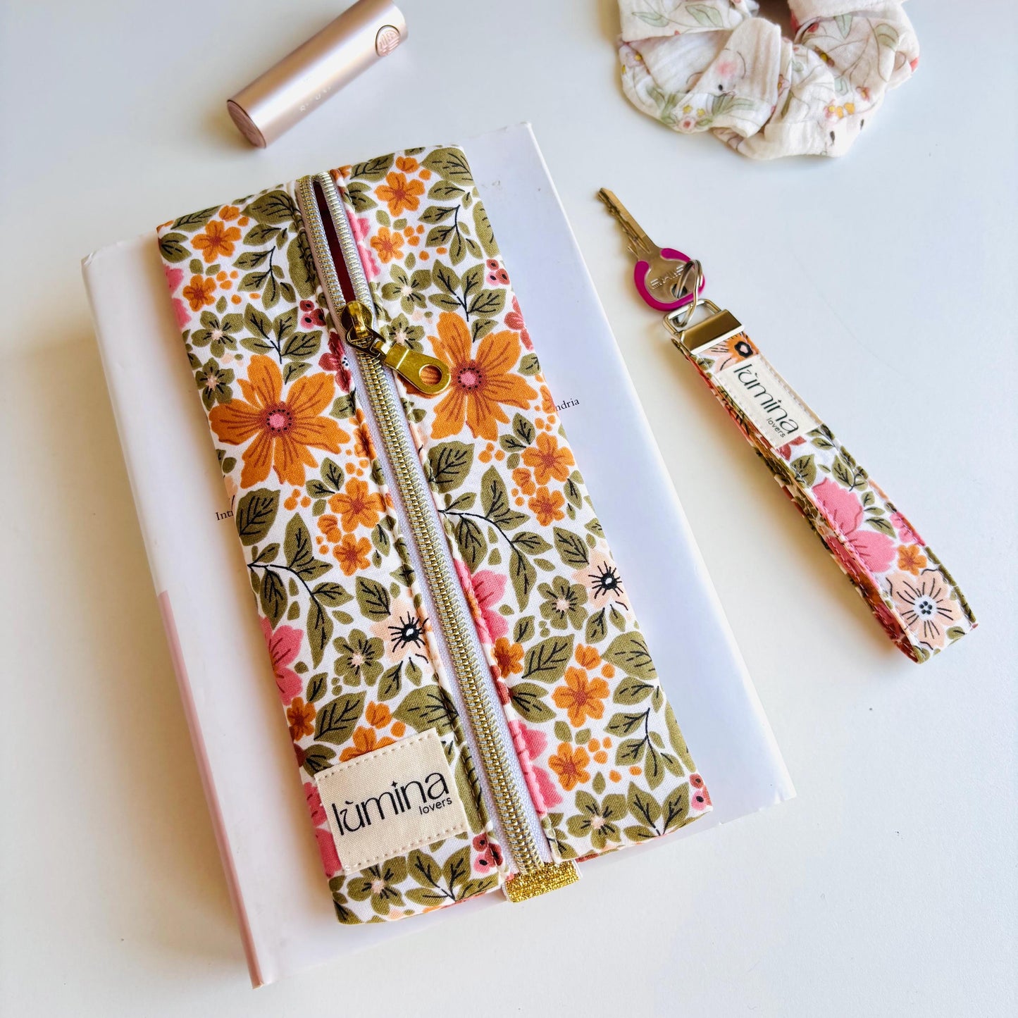 Elastic Pencil case | Floral Journal pen holder & Glass Pouch