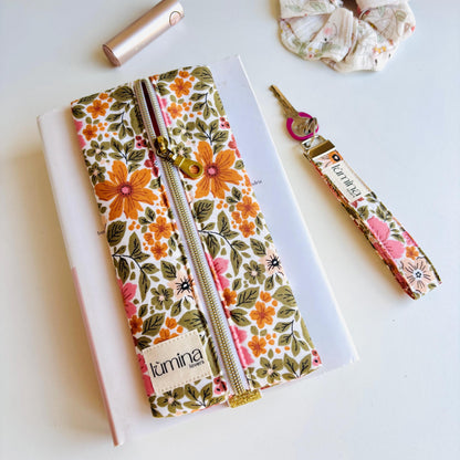 Elastic Pencil case | Floral Journal pen holder & Glass Pouch