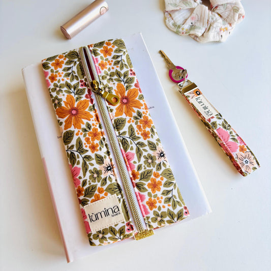 Elastic Pencil case | Floral Journal pen holder & Glass Pouch