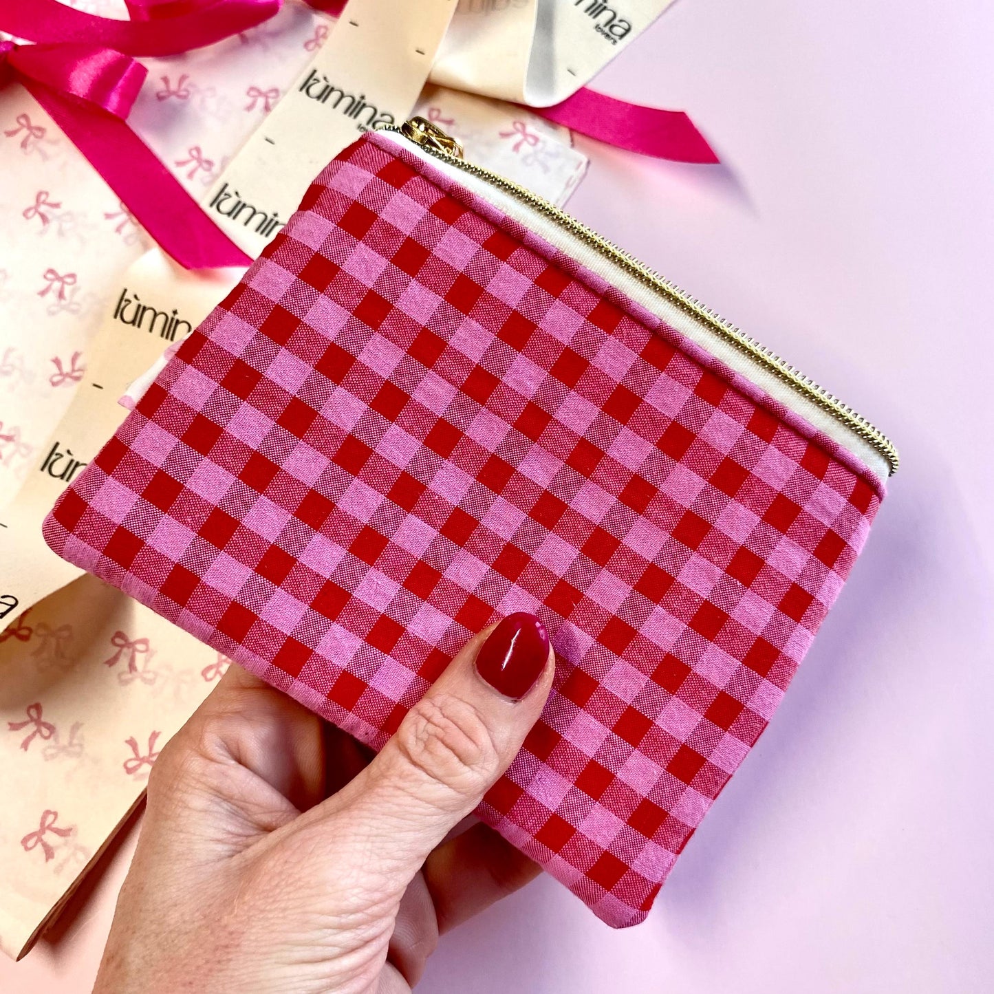 Coquette coin purse with cherry ruffle | AirPod pouch