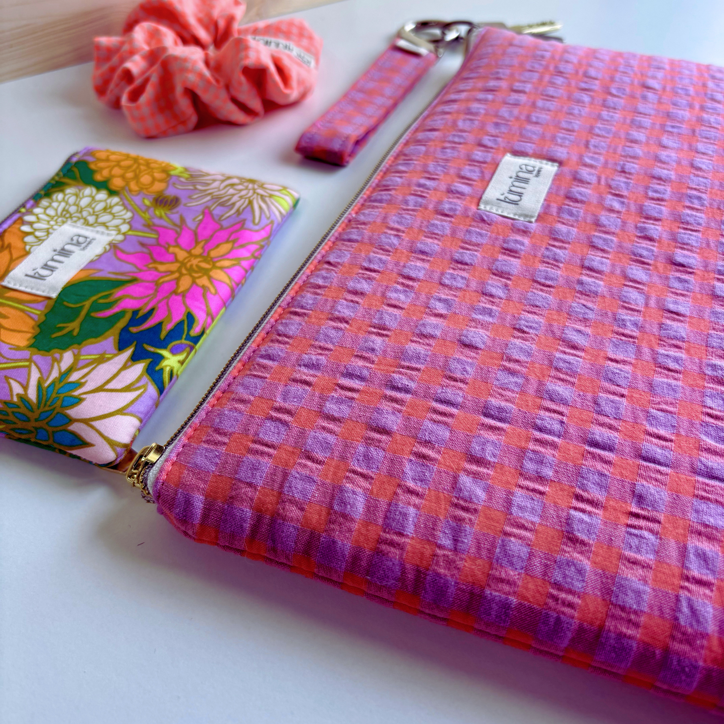 Laptop & Tablet Sleeve 11"–16” – Purple and Orange Gingham