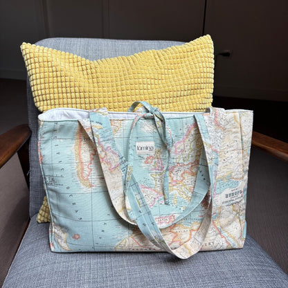 Padded Tote Bag – World Map Travel Laptop & Everyday Bag