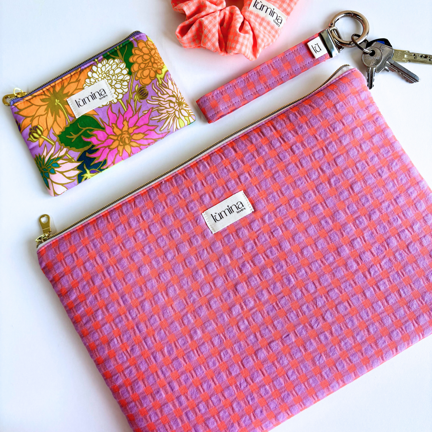 Laptop & Tablet Sleeve 11"–16” – Purple and Orange Gingham