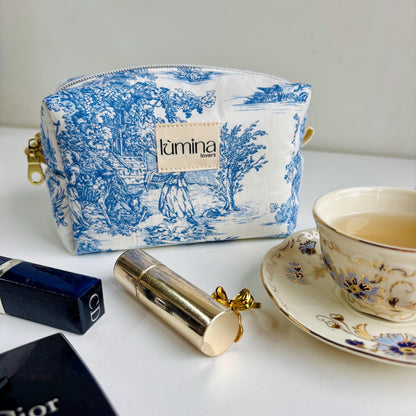 Toile de Jouy Makeup Bag | Blue & White French Cosmetic Pouch