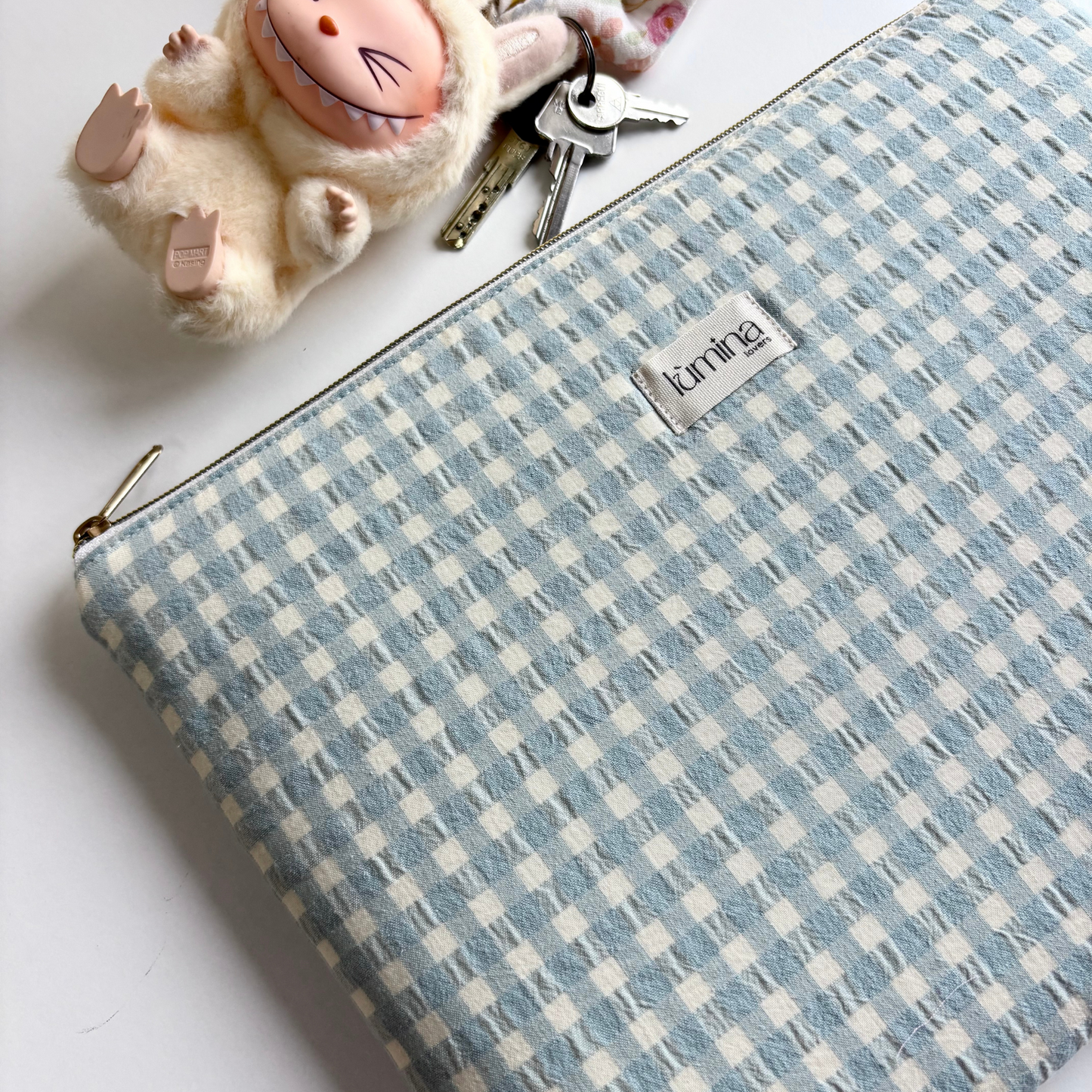 Laptop & Tablet Sleeve 11–16” – Dusty Blue Gingham PC cover