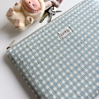 Laptop & Tablet Sleeve 11–16” – Dusty Blue Gingham PC cover