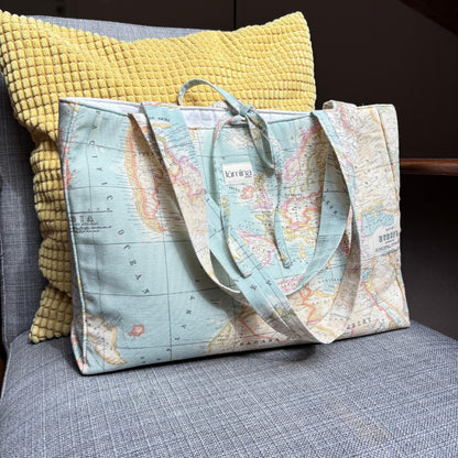 Padded Tote Bag – World Map Travel Laptop & Everyday Bag