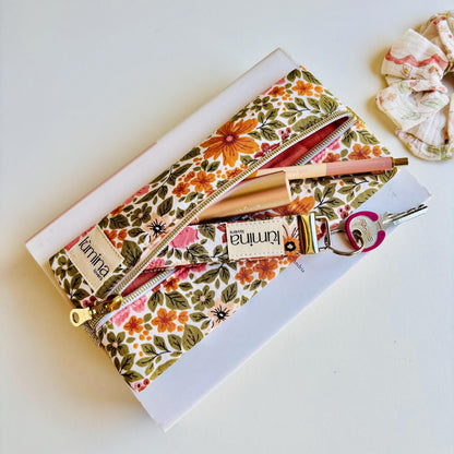 Elastic Pencil case | Floral Journal pen holder & Glass Pouch