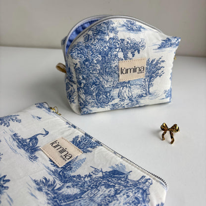 Toile de Jouy Makeup Bag | Blue & White French Cosmetic Pouch