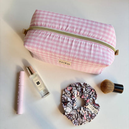 Soft Pink Gingham Toiletry Bag