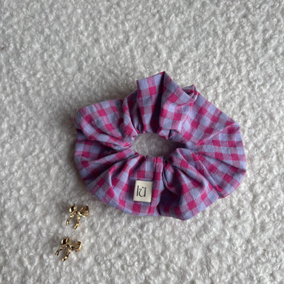 Gingham Scrunchie - Pink & Purple Vichy