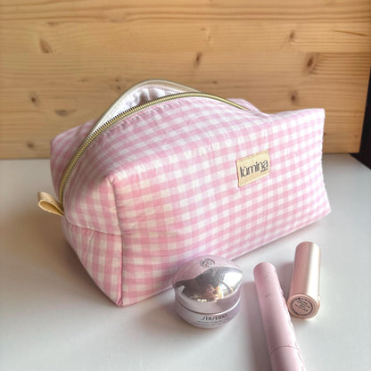 Soft Pink Gingham Toiletry Bag