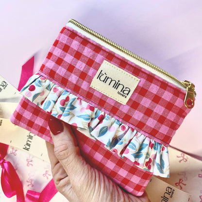 Coquette coin purse with cherry ruffle | AirPod pouch