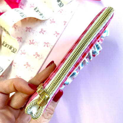 Coquette coin purse with cherry ruffle | AirPod pouch