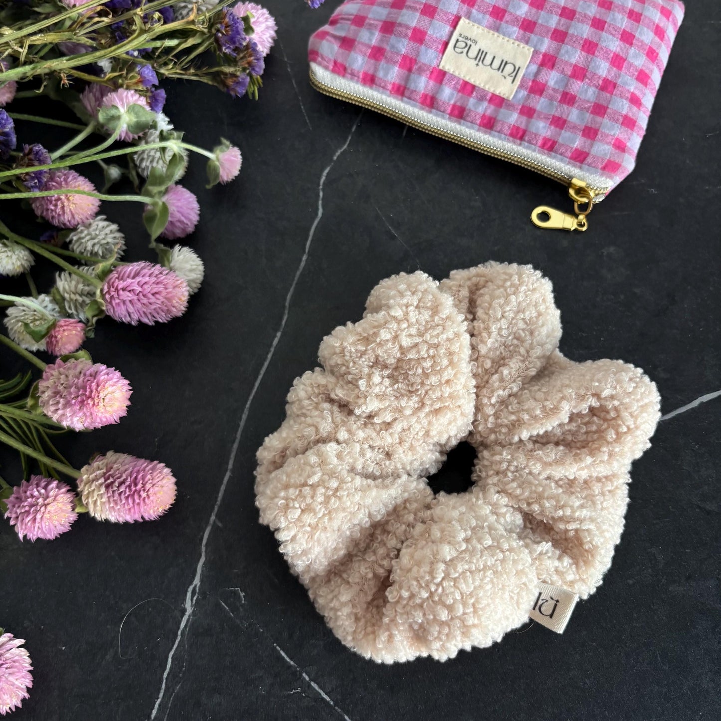 Beige Teddy Scrunchie
