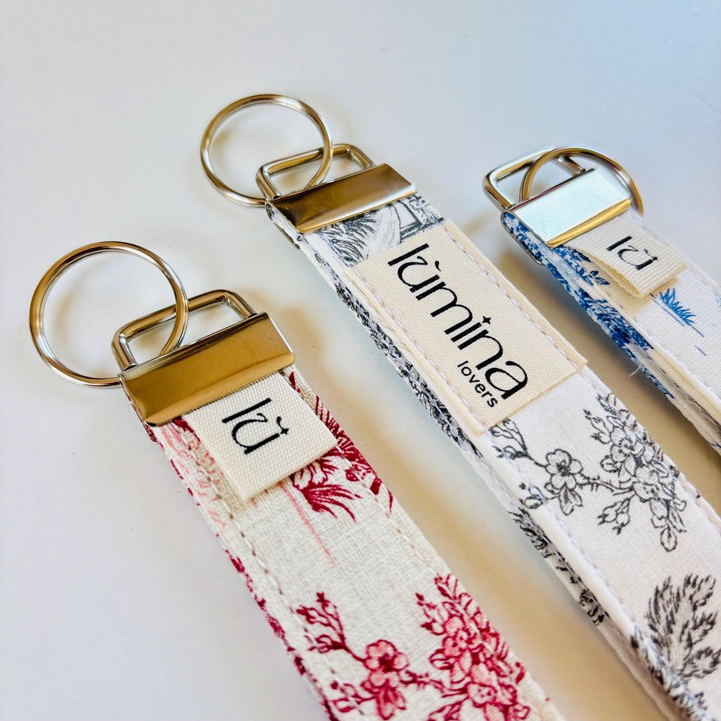 Toile de Jouy Keyfob | Handmade French Fabric Keychain