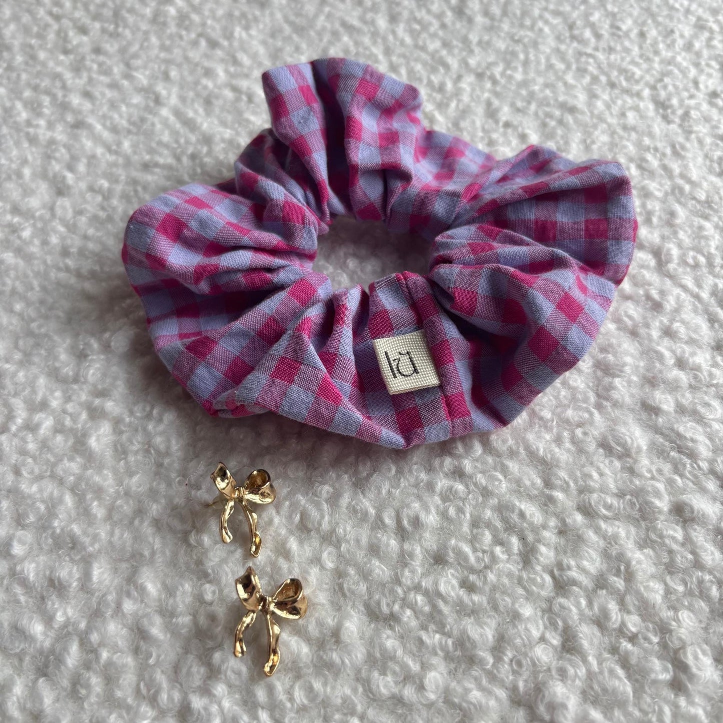 Gingham Scrunchie - Pink & Purple Vichy