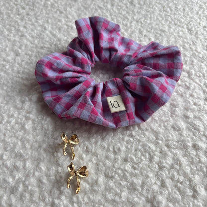 Gingham Scrunchie - Pink & Purple Vichy