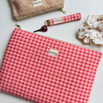 Laptop & Tablet Sleeve 11–16” – Salmon & Fuchsia Gingham