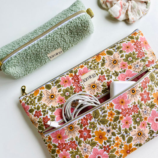 Laptop & Tablet Sleeve 11"–16” – Floral bloom with front pocket