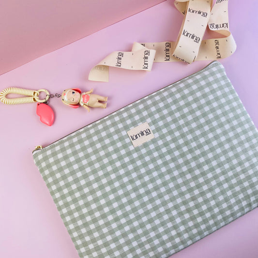 Laptop & Tablet Sleeve 11–16” – Sage Green Gingham