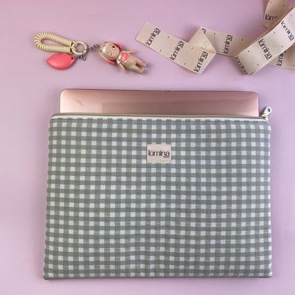 Laptop & Tablet Sleeve 11–16” – Sage Green Gingham