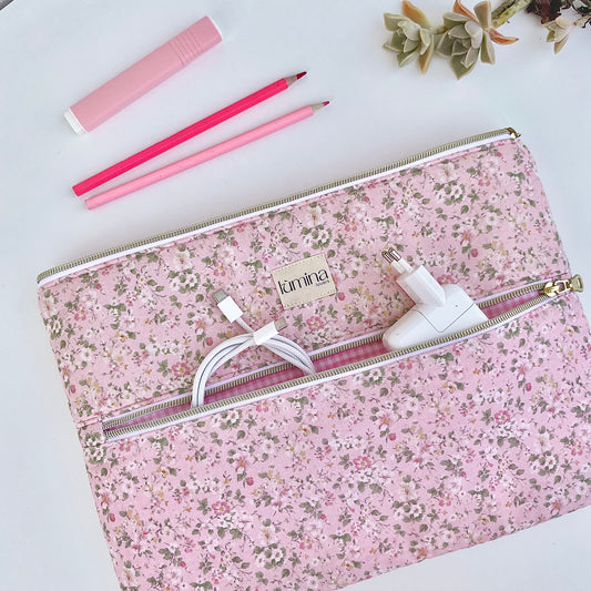 Laptop & Tablet Sleeve 11"–16” – Floral garden with front pocket