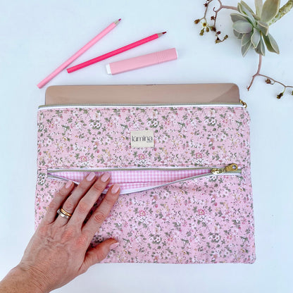 Laptop & Tablet Sleeve 11"–16” – Floral garden with front pocket