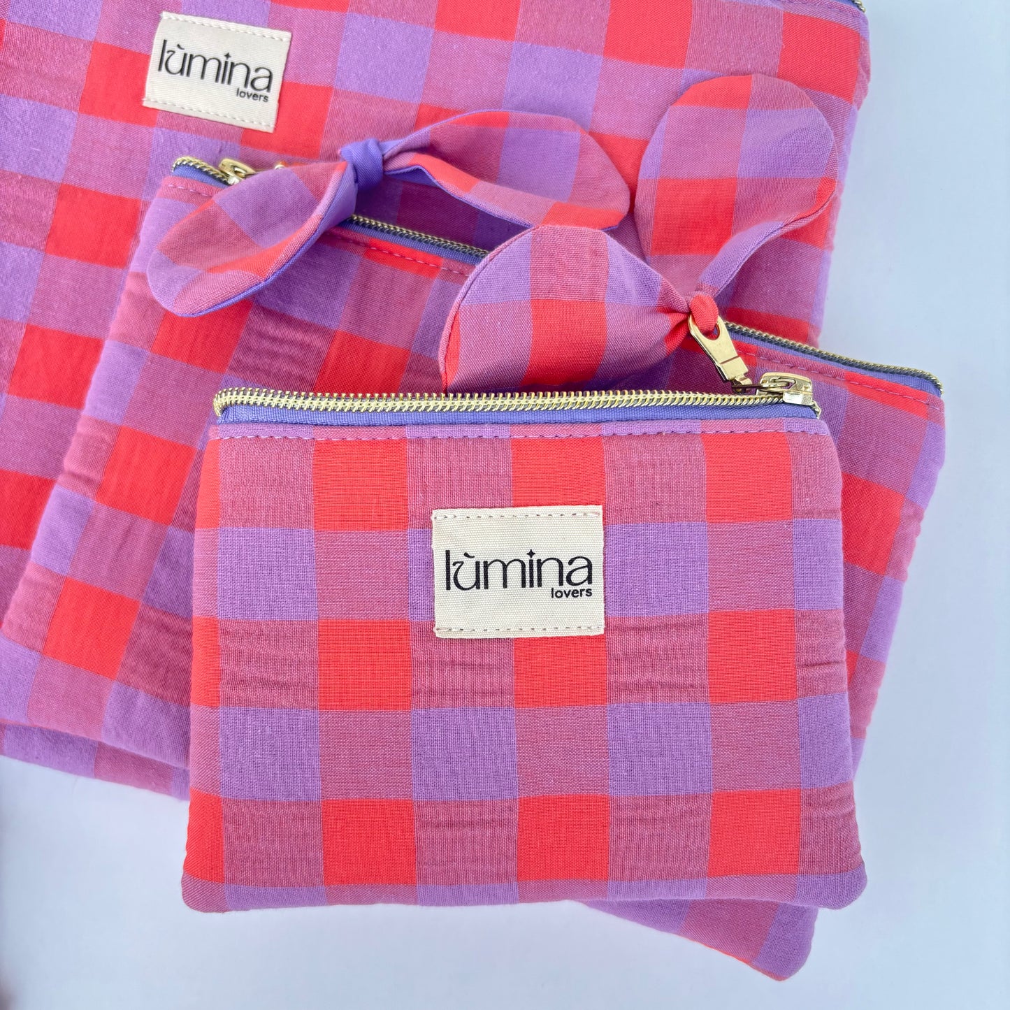 Gingham lavander & orange coin purse | AirPod pouch