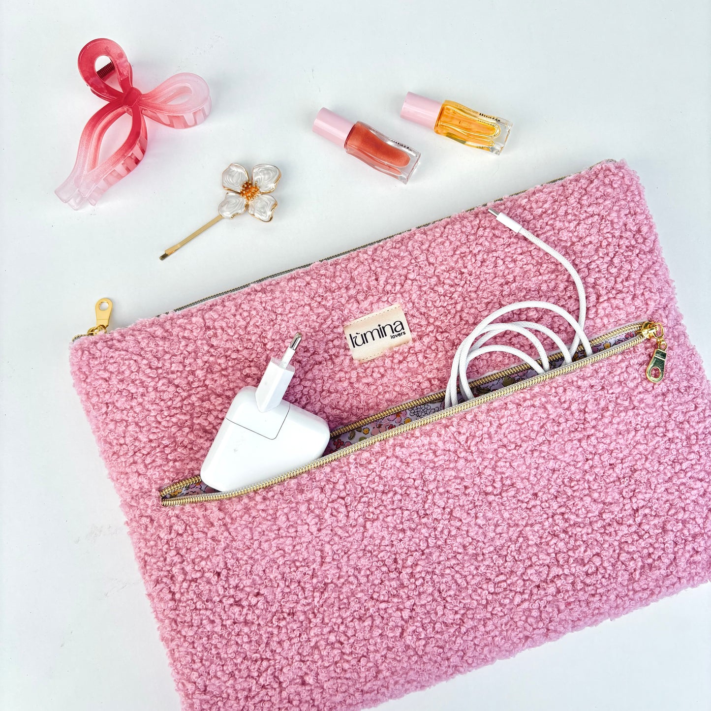 Laptop Sleeve 11"–16” –  Pink Teddy case with front pocket