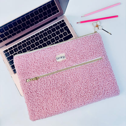 Laptop Sleeve 11"–16” –  Pink Teddy case with front pocket