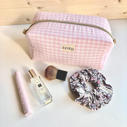 Soft Pink Gingham Toiletry Bag