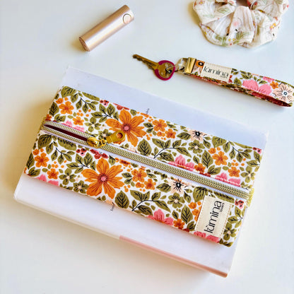 Elastic Pencil case | Floral Journal pen holder & Glass Pouch