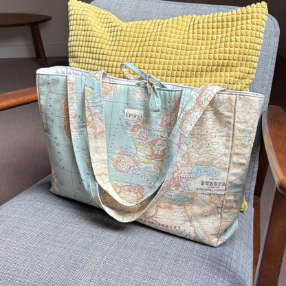 Padded Tote Bag – World Map Travel Laptop & Everyday Bag