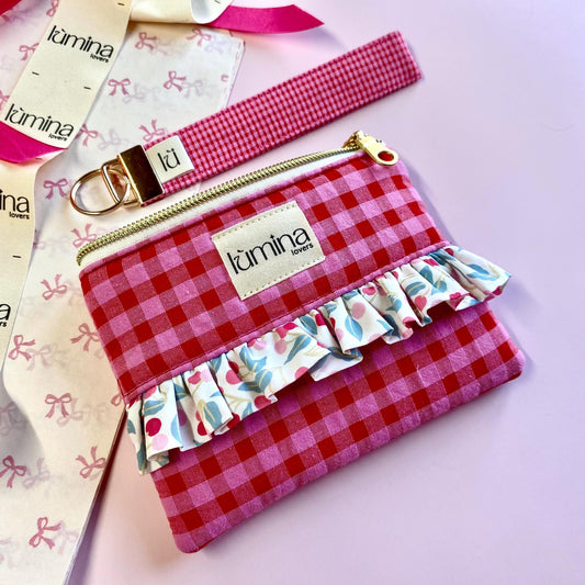 Coquette coin purse with cherry ruffle | AirPod pouch