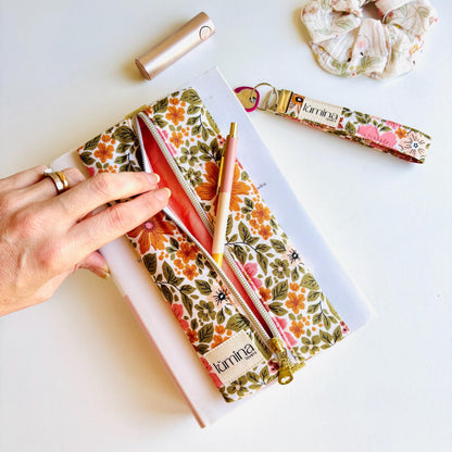 Elastic Pencil case | Floral Journal pen holder & Glass Pouch