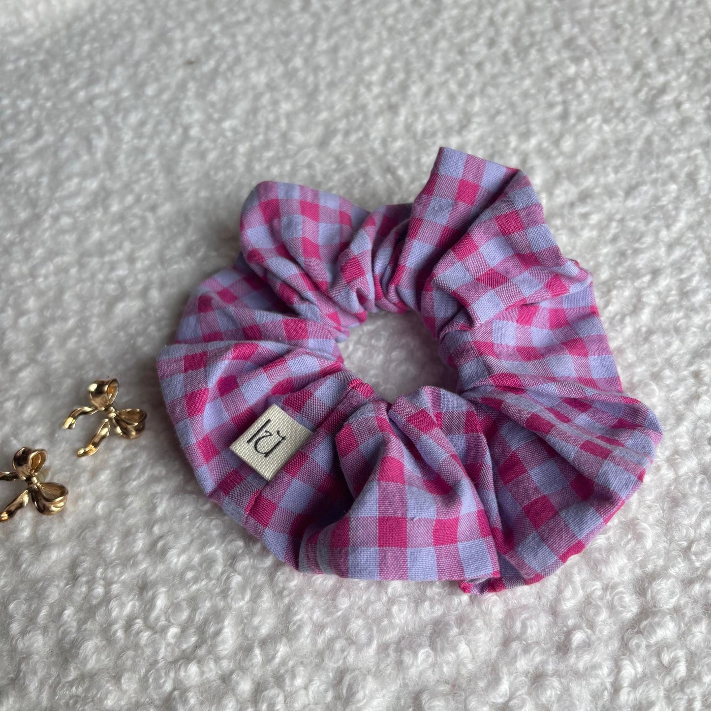 Gingham Scrunchie - Pink & Purple Vichy